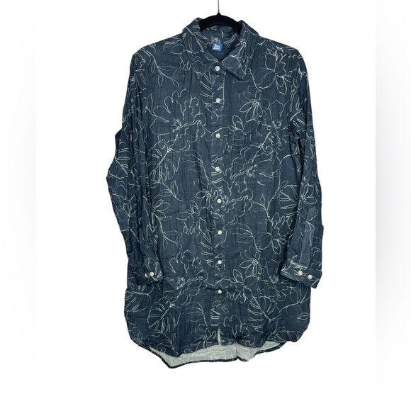 Ripskirt Cotton Blue Print Button Front Shirt Dress Size XS - Picture 2 of 15